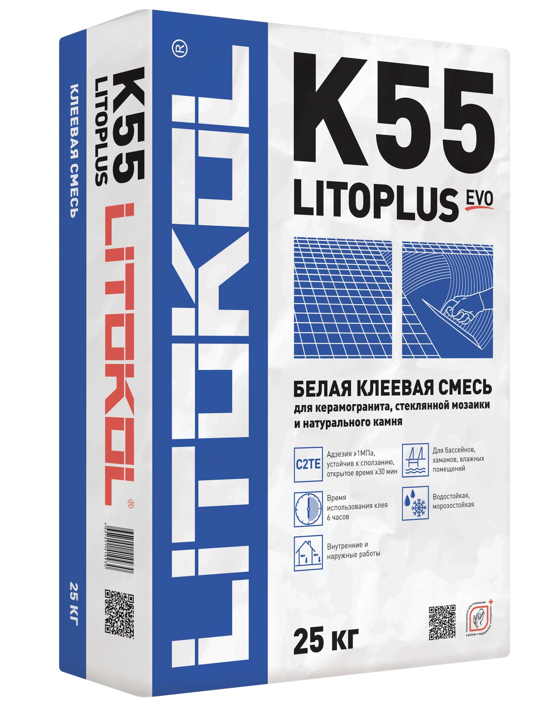 Клей для мозаики Litokol LITOPLUS K55 Белый (мешок 25 кг) 078080002 купить  в интернет магазине